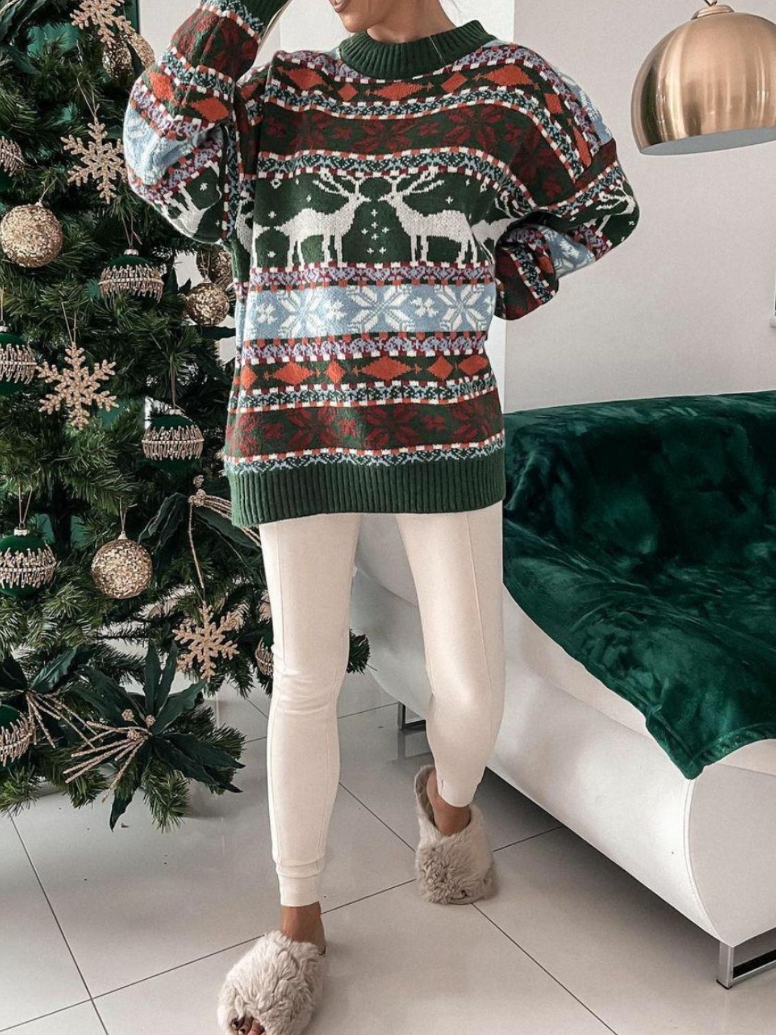 Christmas Geometric Dropped Shoulder Sweater