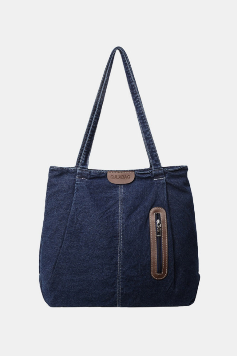 Shoulder Bag:  Denim Tote Bag with Zip