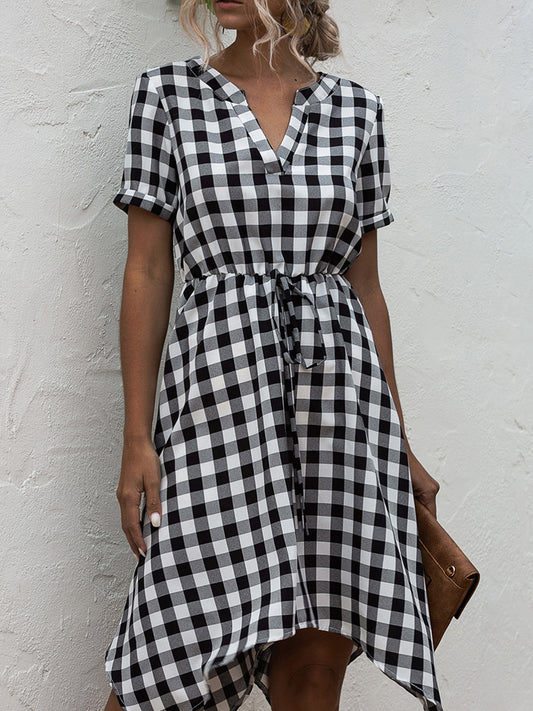 Sizzle in Plaid: Short Sleeve Splendor with a Playful Edge