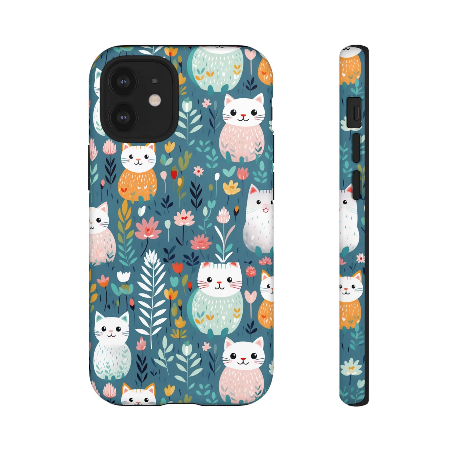 Pretty Cats and Floral IPhone Case for IPhones 11 - 16