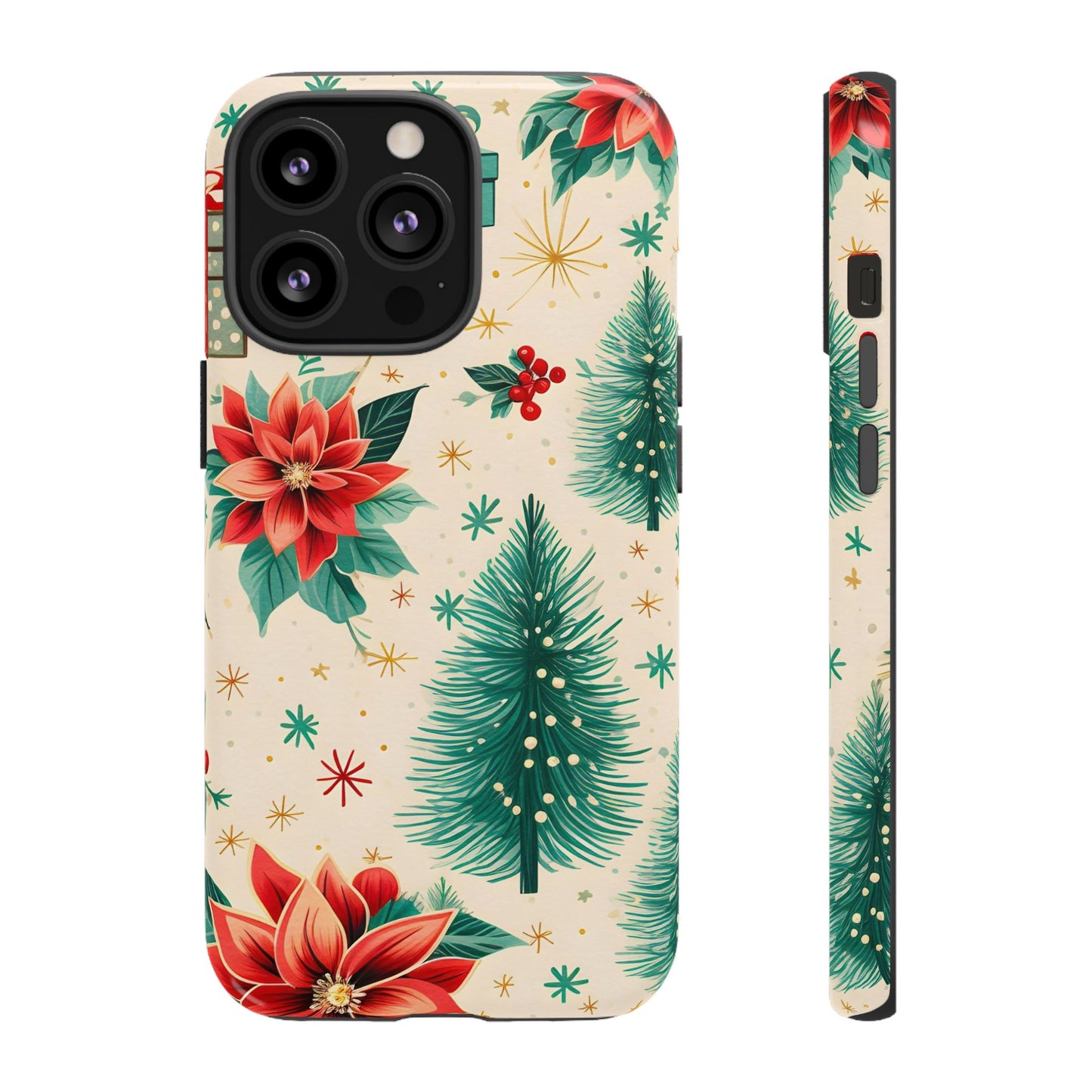 Christmas Trees and Poinsetta IPhone Case for IPhones 12 - 16