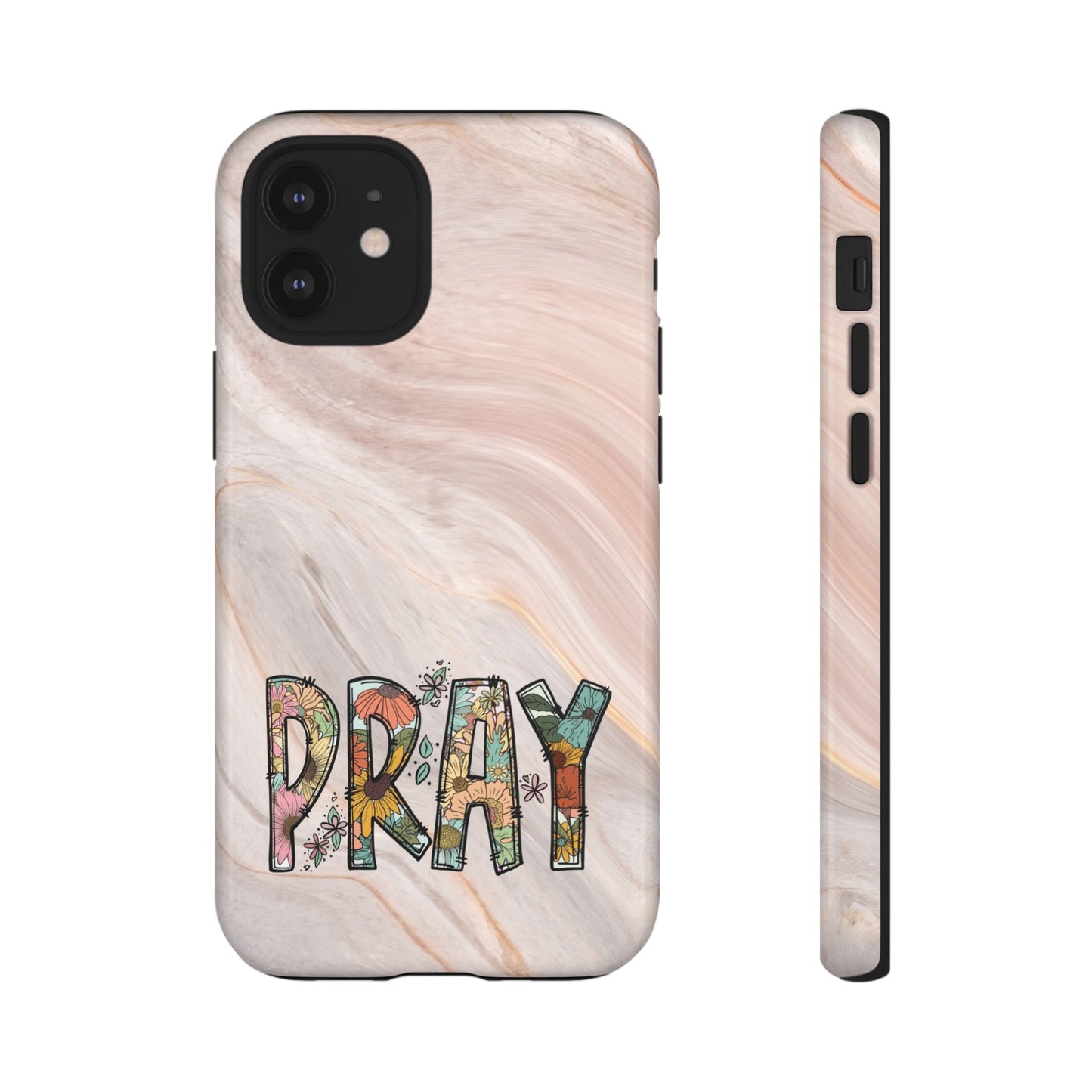 Lovely Marble iPhone Case with Floral PRAY