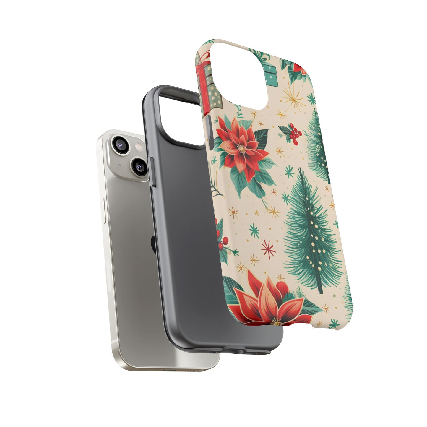 Christmas Trees and Poinsetta IPhone Case for IPhones 12 - 16