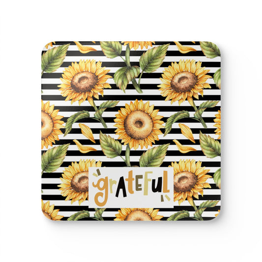 Grateful Sunflowers Corkwood Coasters - Set of 4