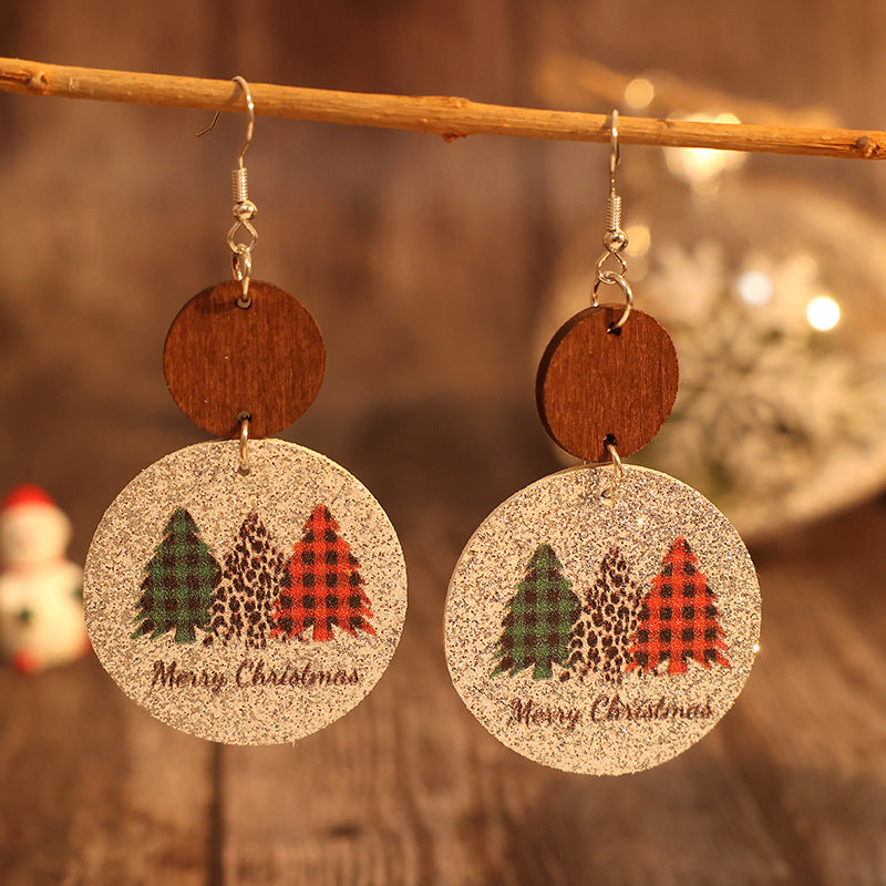 Round Christmas Tree Earrings