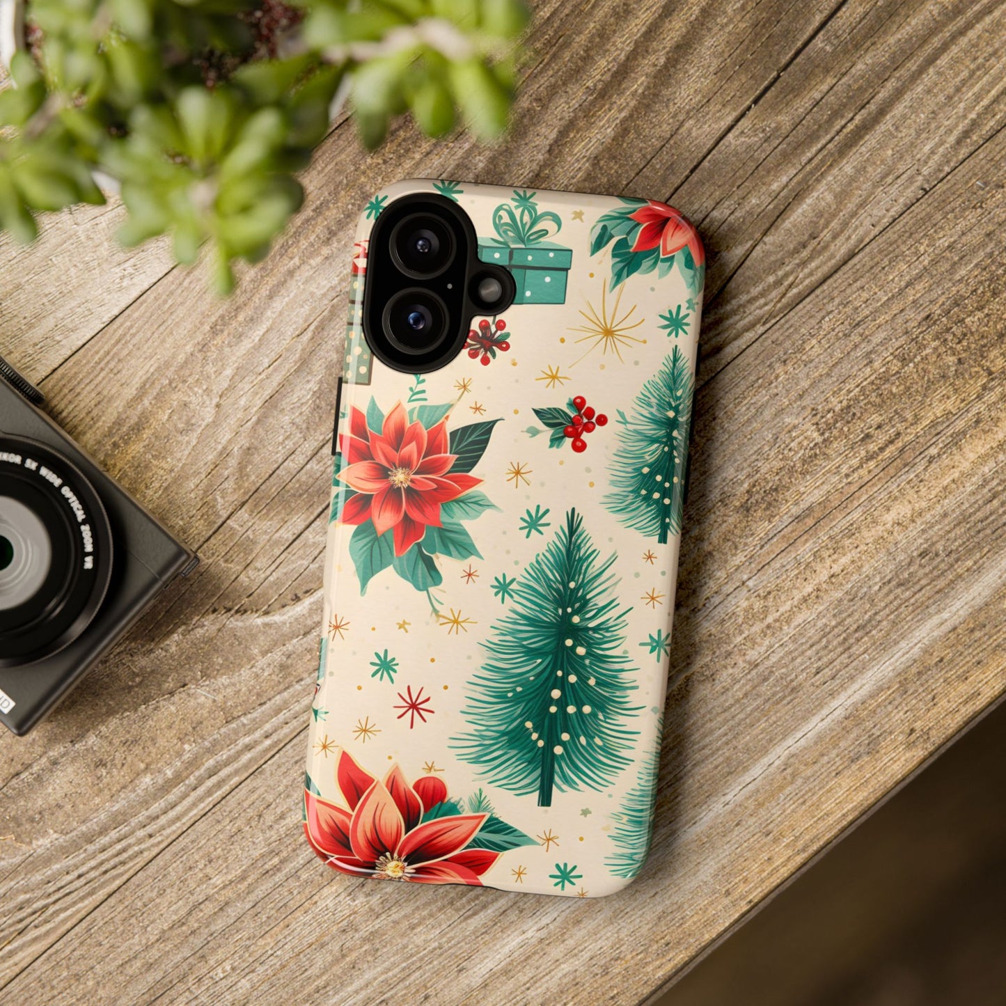 Christmas Trees and Poinsetta IPhone Case for IPhones 12 - 16