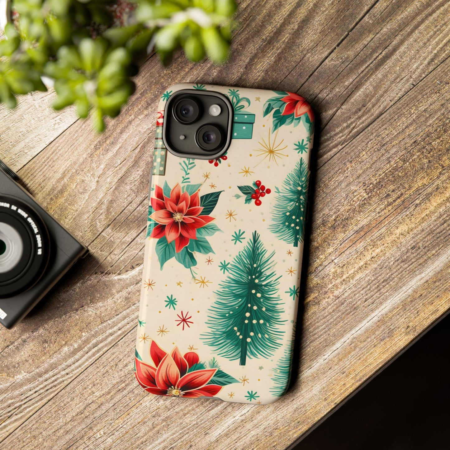 Christmas Trees and Poinsetta IPhone Case for IPhones 12 - 16