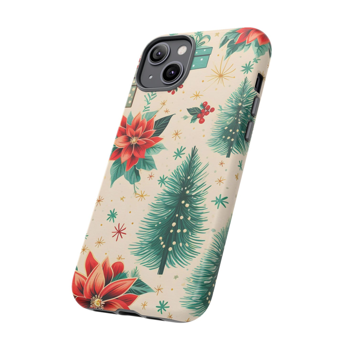 Christmas Trees and Poinsetta IPhone Case for IPhones 12 - 16