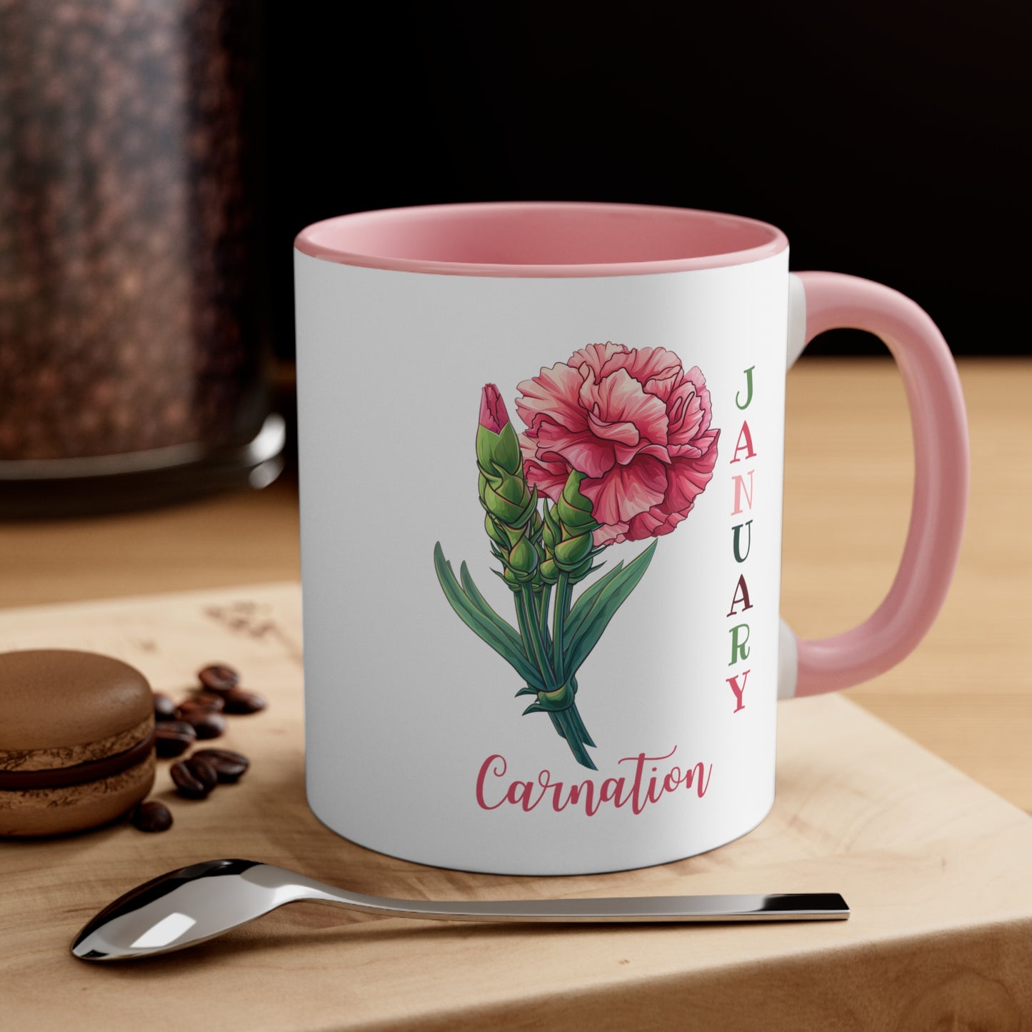 January Birth Flower Coffee Mug, 11oz, Birth Month, Born in January, Coffee Mug, Gifts For Her, Gifts For Mom, Friend Gift, Carnation Mug