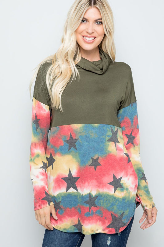 Tie-Dye Long Sleeve Blouse