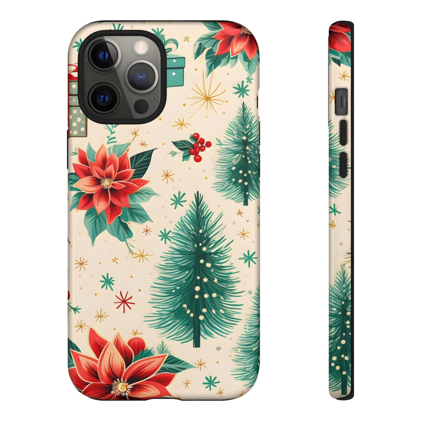 Christmas Trees and Poinsetta IPhone Case for IPhones 12 - 16