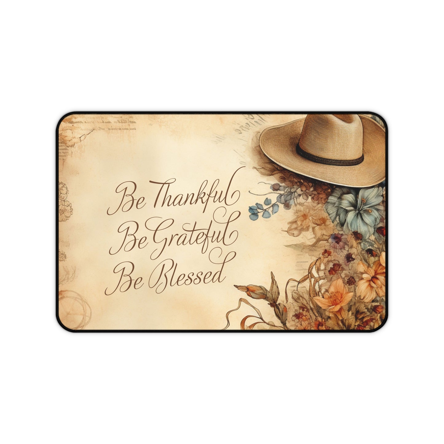 Be Thankful, Grateful, Blessed Rustic Desk Mat / Mouse Pad