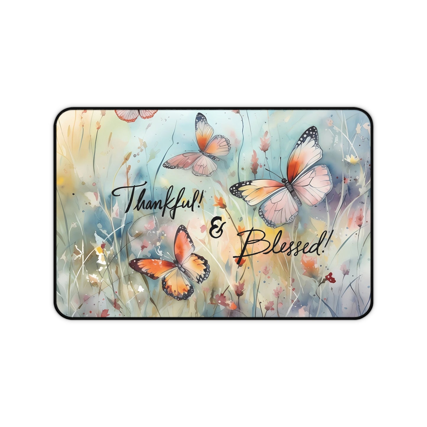 Thankful & Blessed Butterfly and Wildflower Mouse Pad