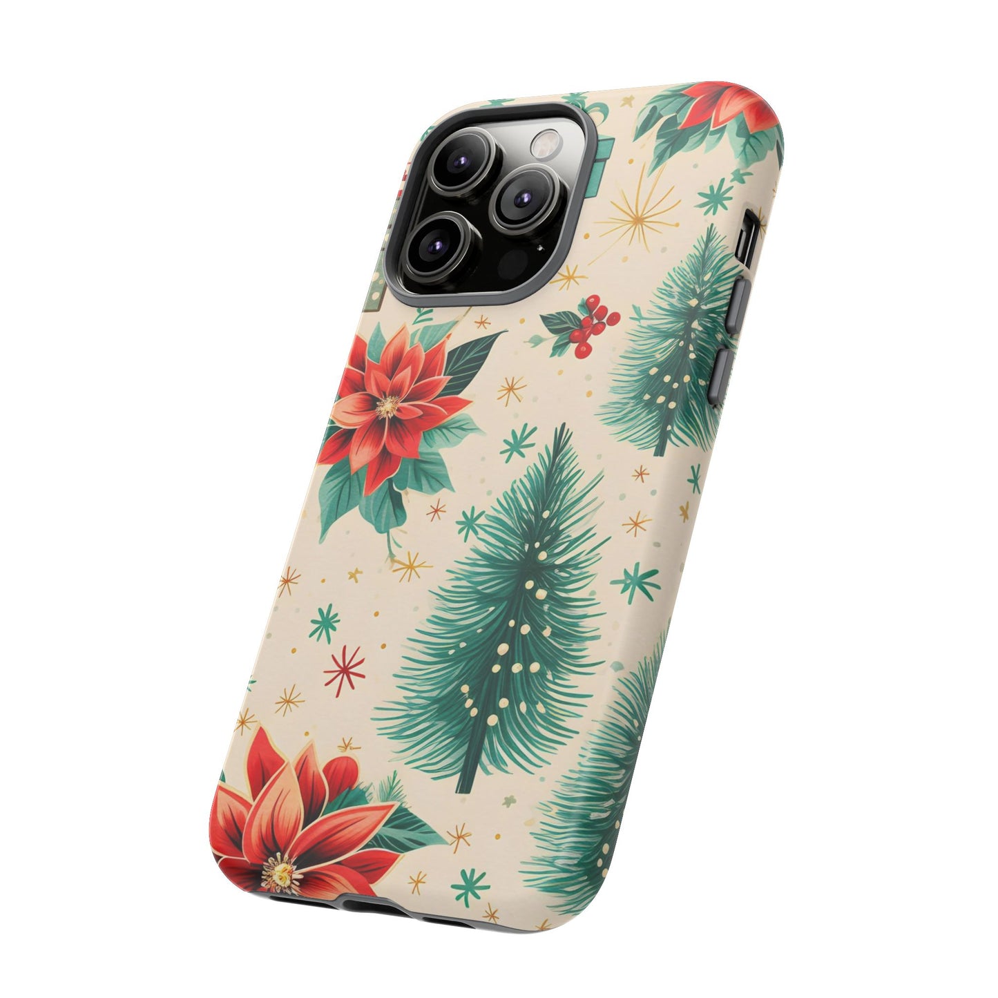 Christmas Trees and Poinsetta IPhone Case for IPhones 12 - 16