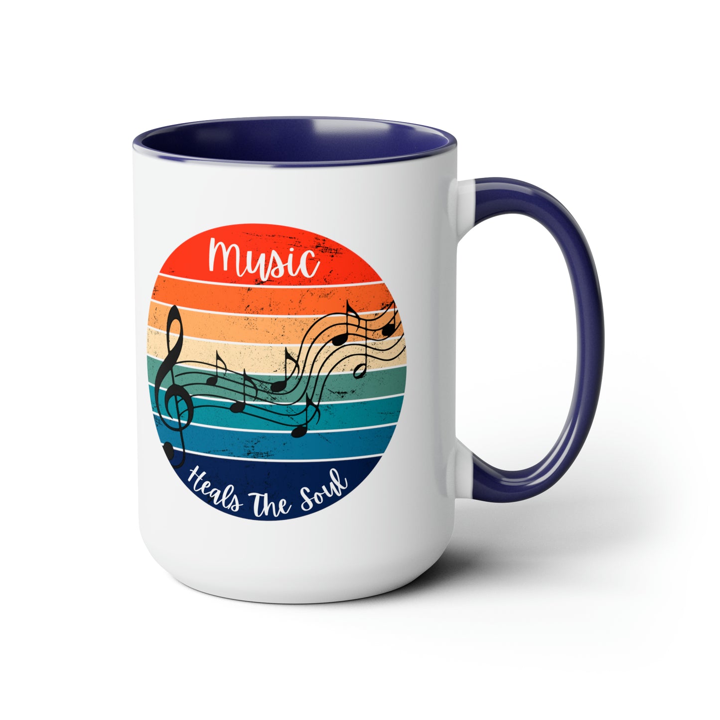 Music Heals The Soul Two-Tone Coffee Mugs, 15oz Coffee Mug For Music Lovers Drink Cup, Gifts for Music Teacher Coffee Mug Gift Ideas