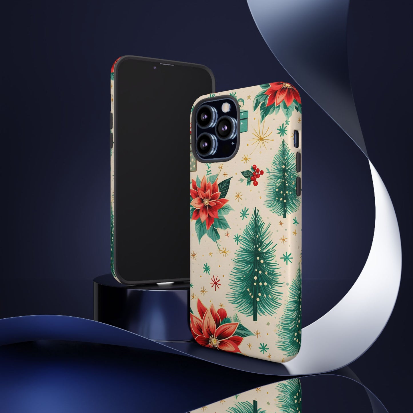 Christmas Trees and Poinsetta IPhone Case for IPhones 12 - 16