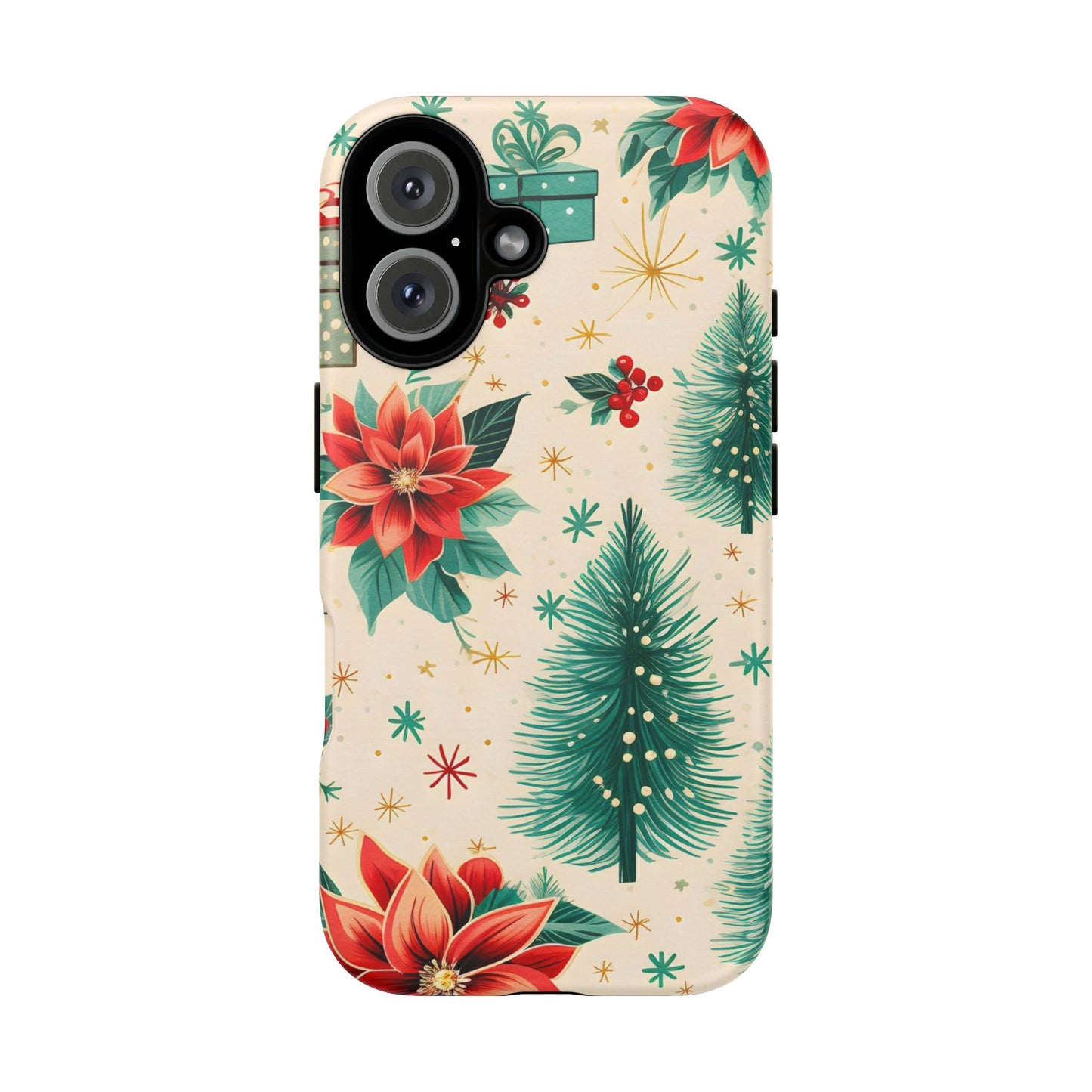 Christmas Trees and Poinsetta IPhone Case for IPhones 12 - 16