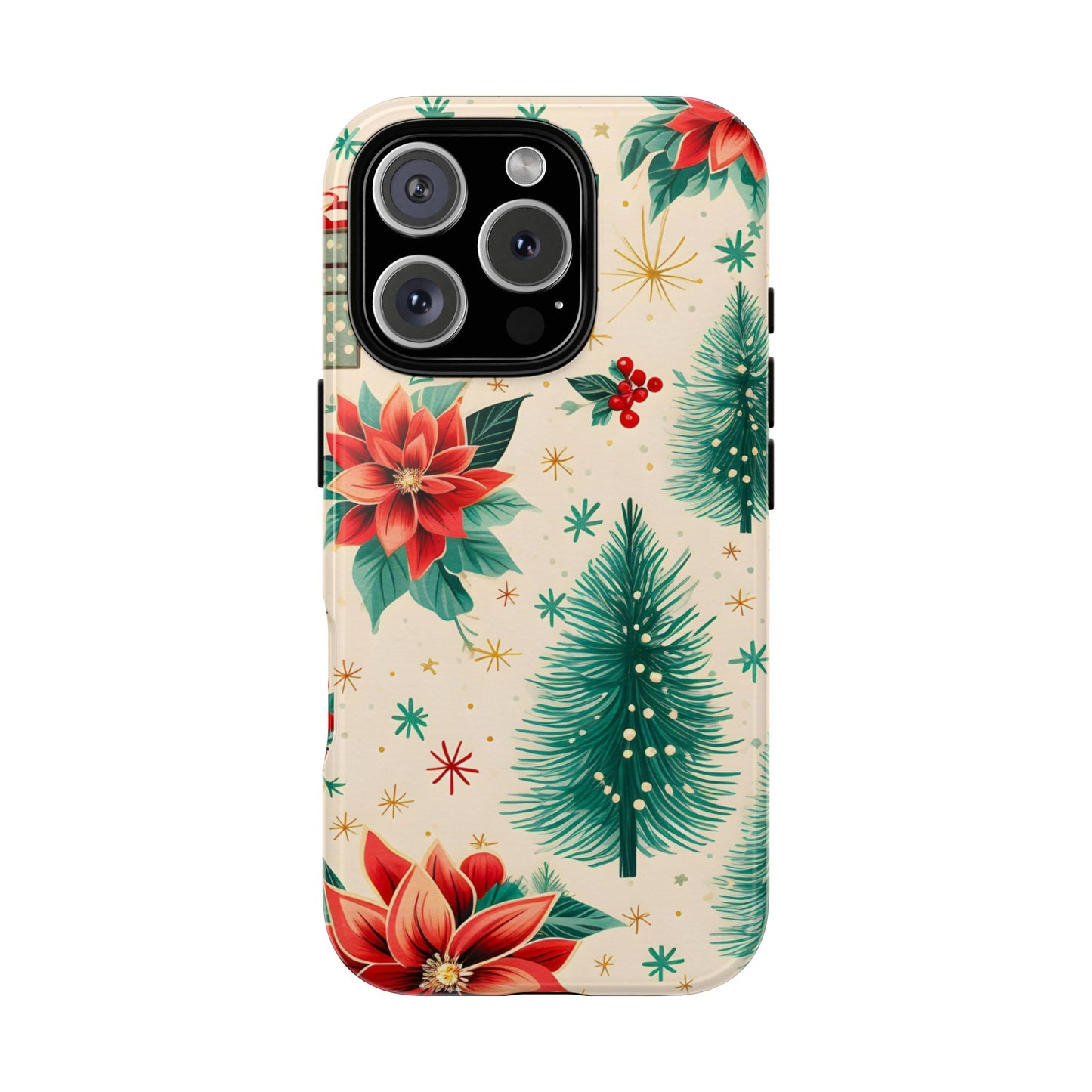 Christmas Trees and Poinsetta IPhone Case for IPhones 12 - 16