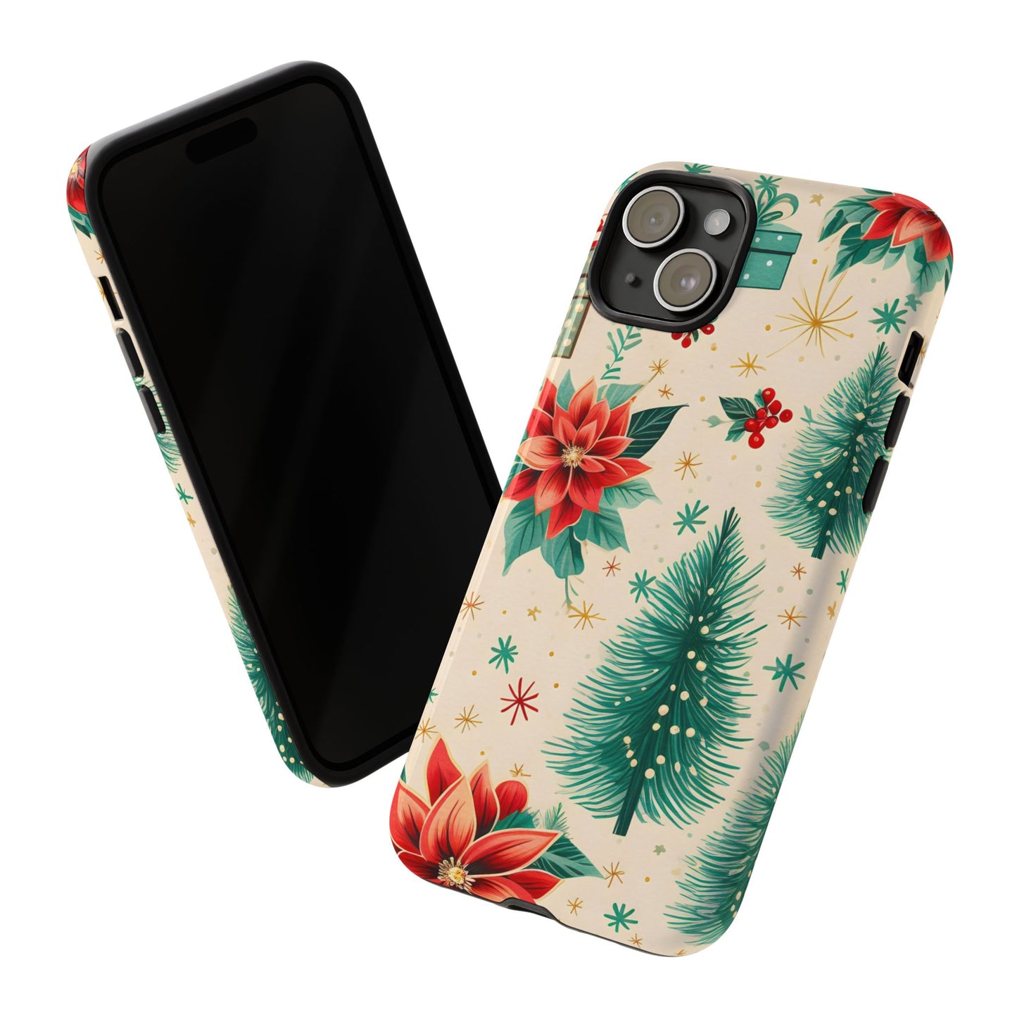 Christmas Trees and Poinsetta IPhone Case for IPhones 12 - 16