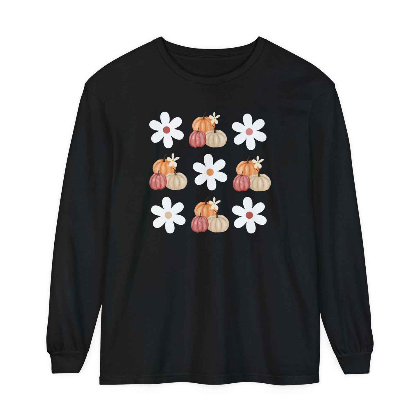 Pumpkins and Daisies Long Sleeve Comfort Colors T-Shirt