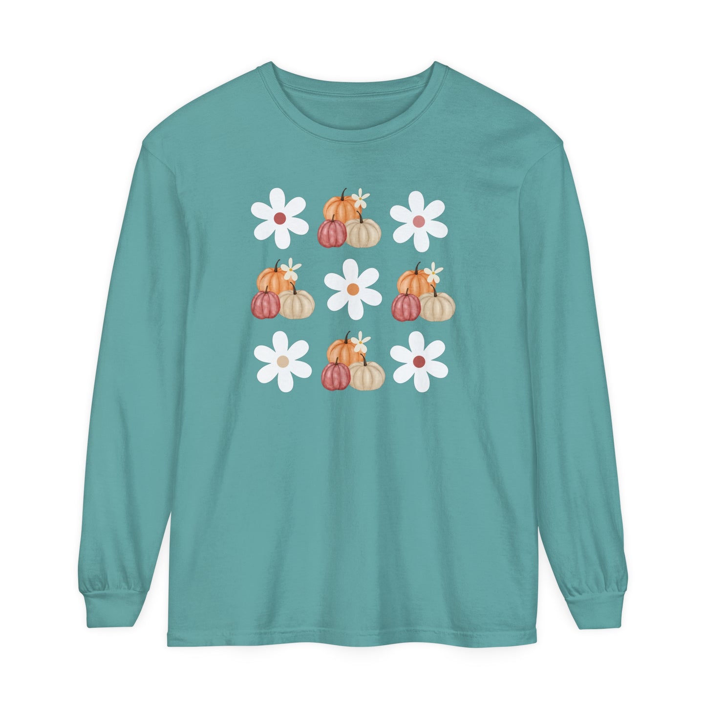 Pumpkins and Daisies Long Sleeve Comfort Colors T-Shirt