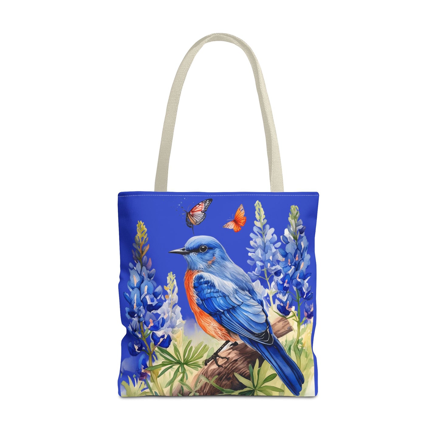 Beautiful Bluebird and Bluebonnet Background Tote Bag