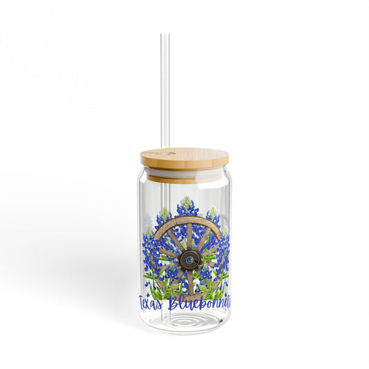 Peace Love and Bluebonnets Sipper Glass, 16oz