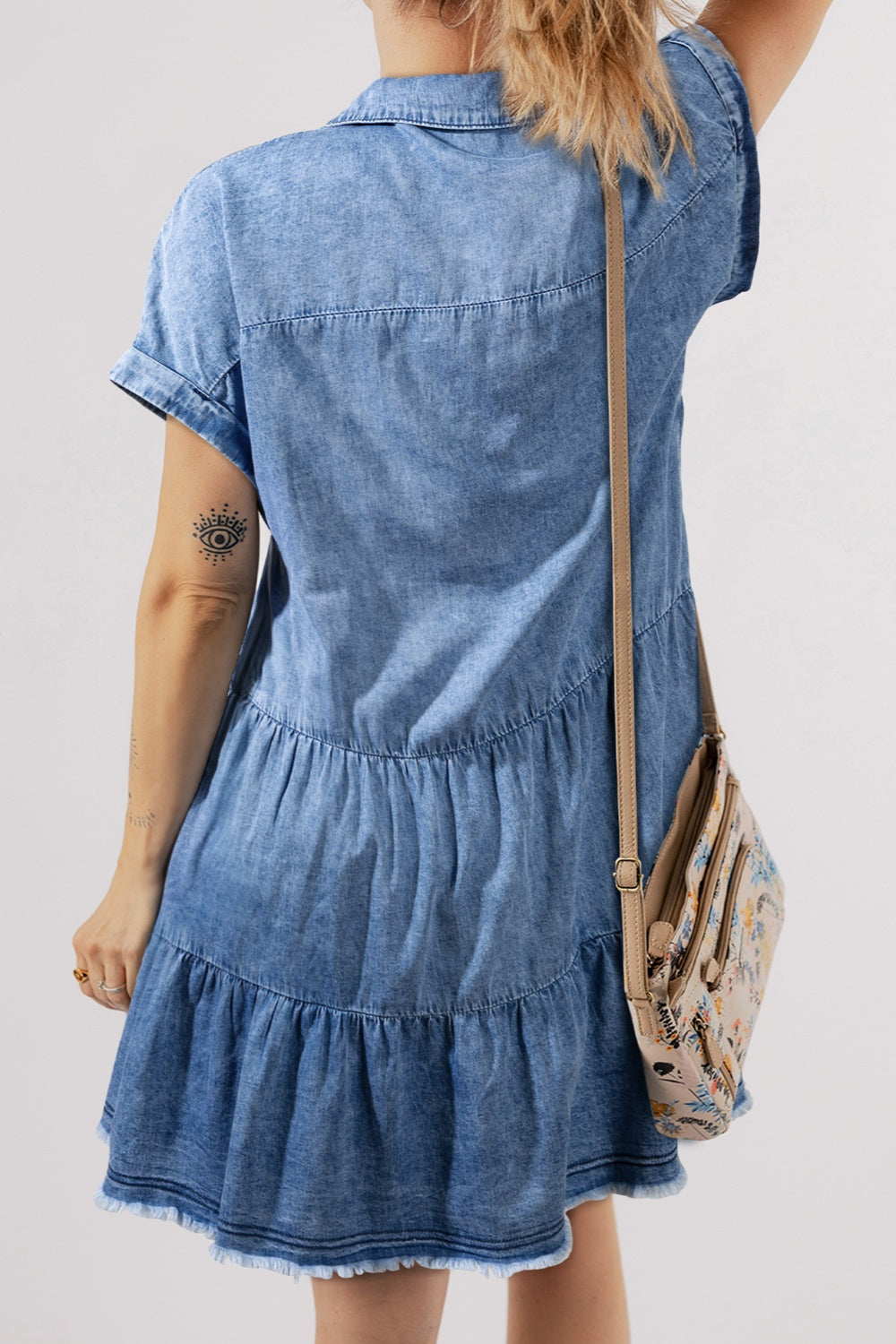 Cute Short Sleeve Denim Dress