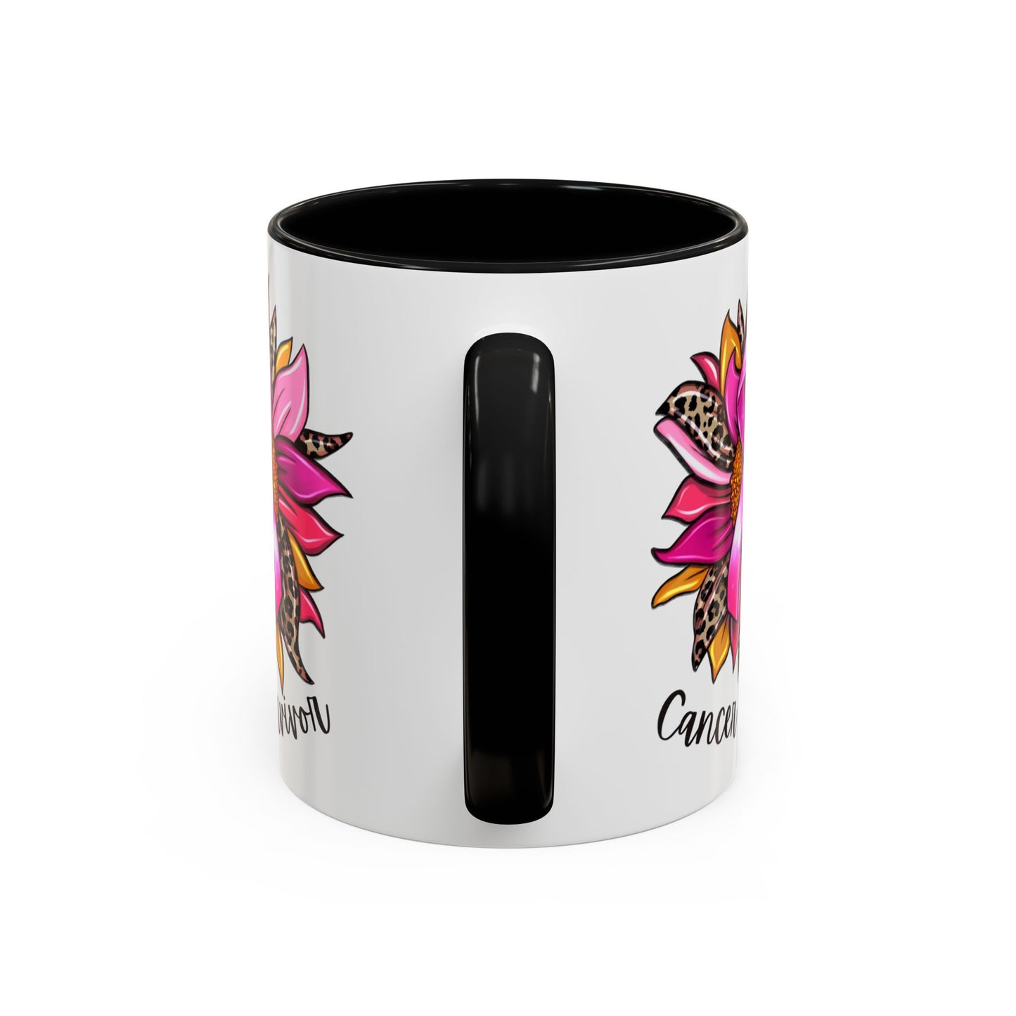 Sunflower Cancer Survivor Coffee Mug with Pink Ribbon (11, 15oz)