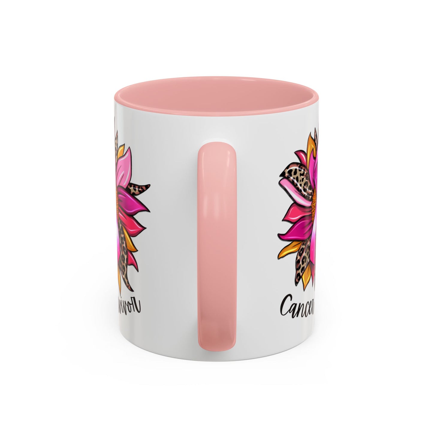 Sunflower Cancer Survivor Coffee Mug with Pink Ribbon (11, 15oz)