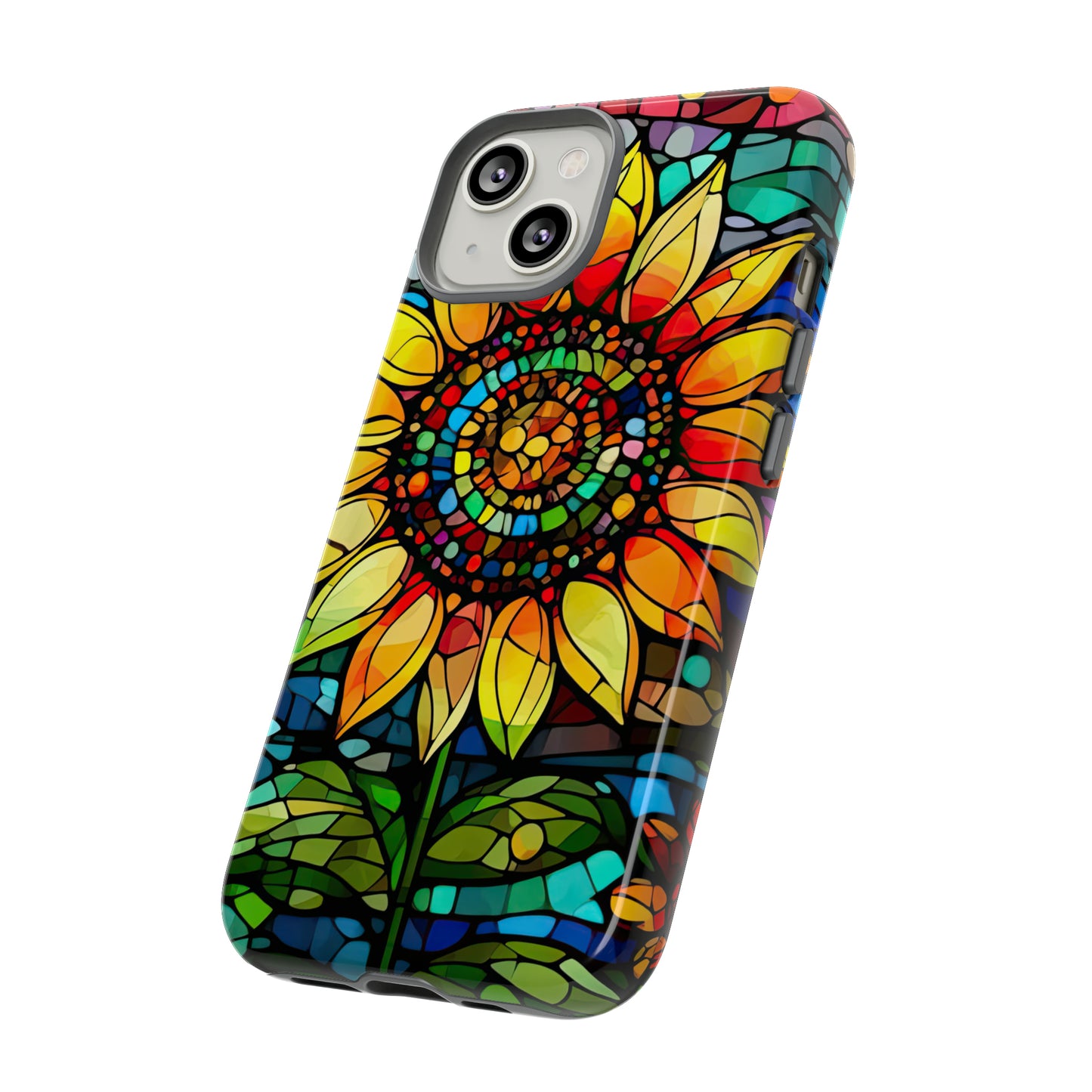 Colorful Sunflower Stained Glass Tough Cases, IPhone Case, Phone Case, Sunflower IPhone Case, Phone Protector, Inspirational Phone Case