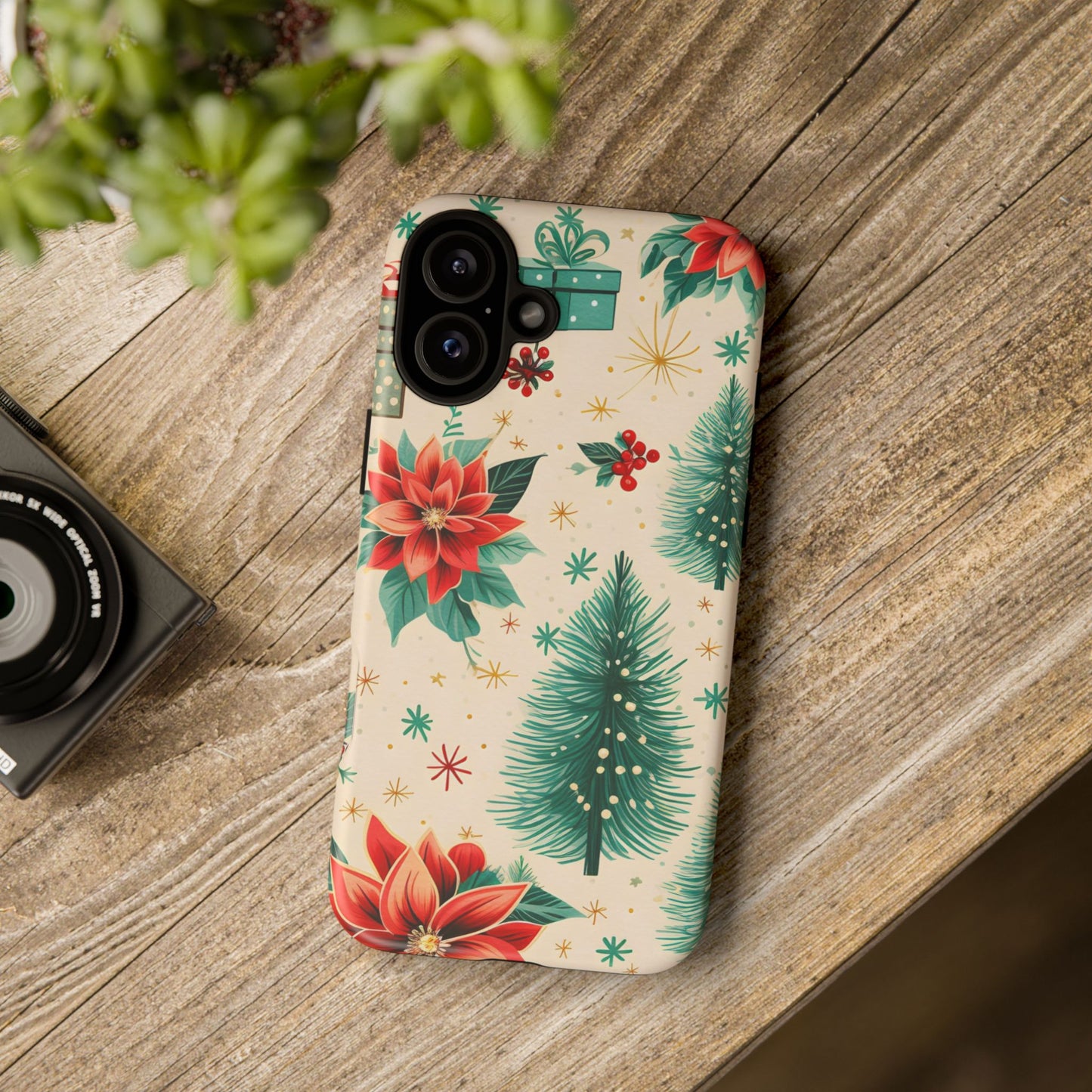 Christmas Trees and Poinsetta IPhone Case for IPhones 12 - 16