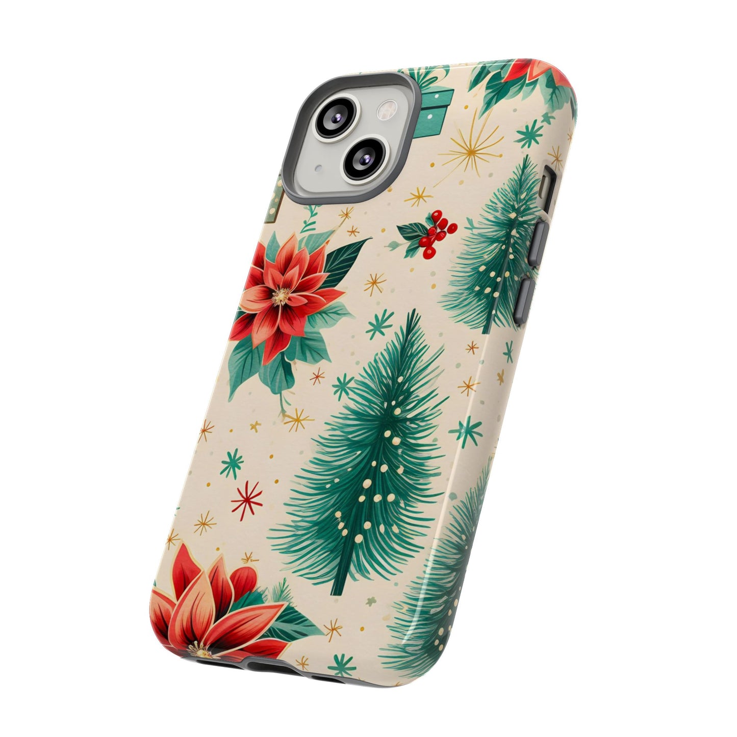 Christmas Trees and Poinsetta IPhone Case for IPhones 12 - 16