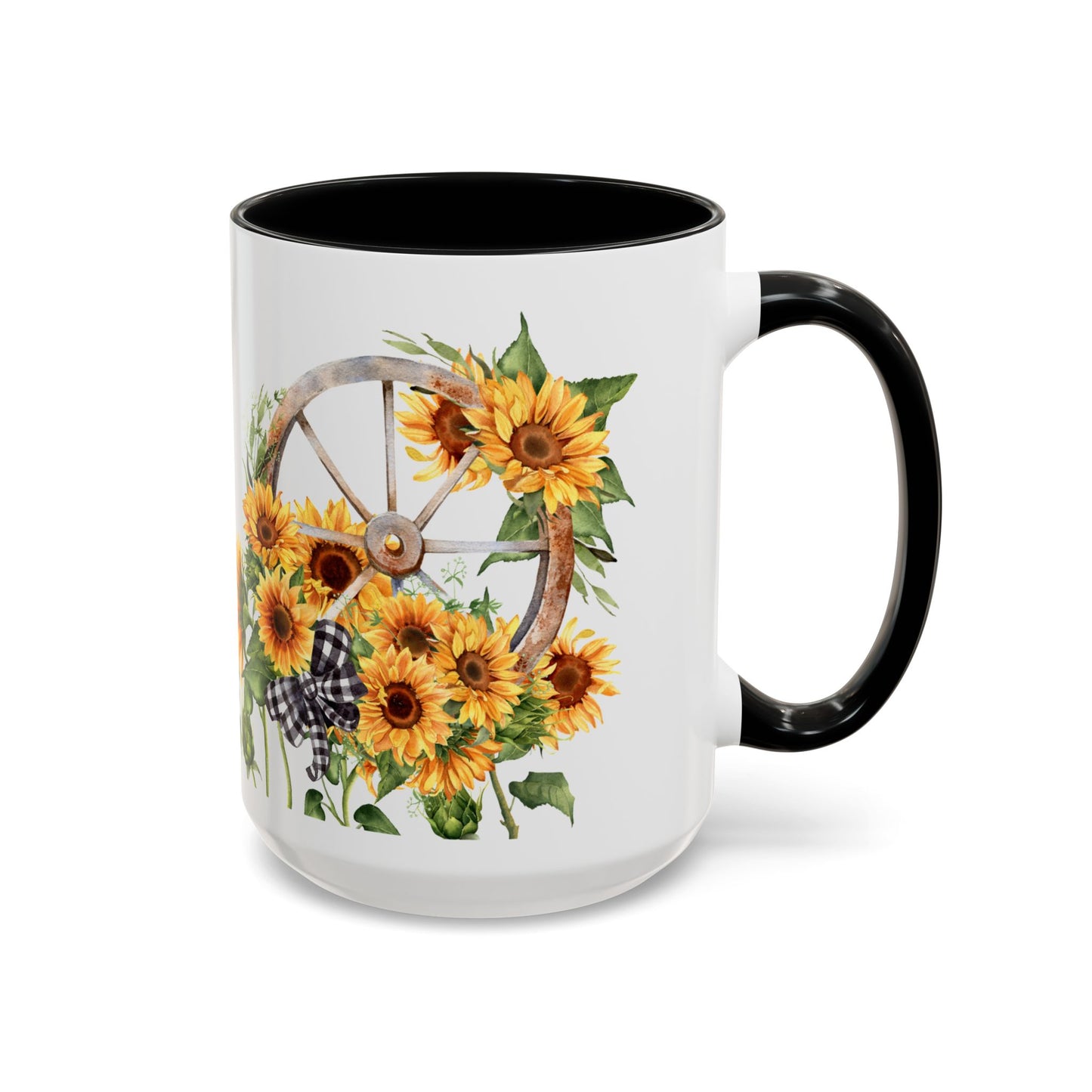 Custom Sunflower Accent Coffee Mug (11, 15oz)