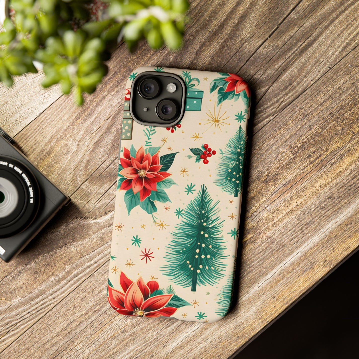 Christmas Trees and Poinsetta IPhone Case for IPhones 12 - 16