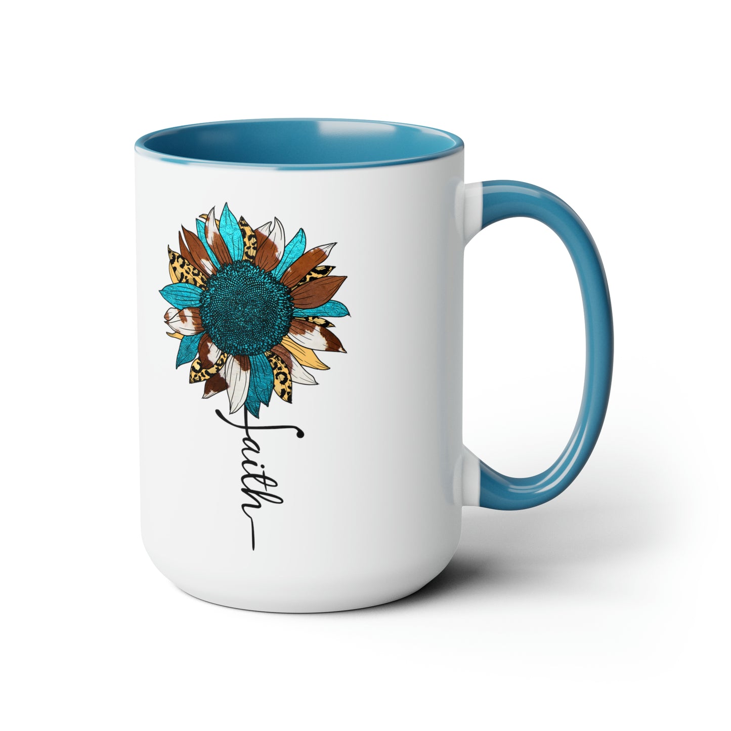 Faith With Sunflower Coffee Mug, Inspirational Coffee Mug, Coffee Cup, Drink Cup