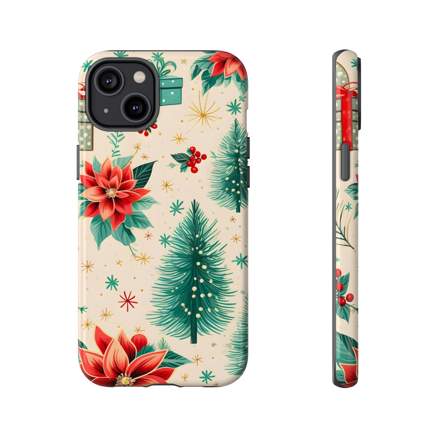 Christmas Trees and Poinsetta IPhone Case for IPhones 12 - 16