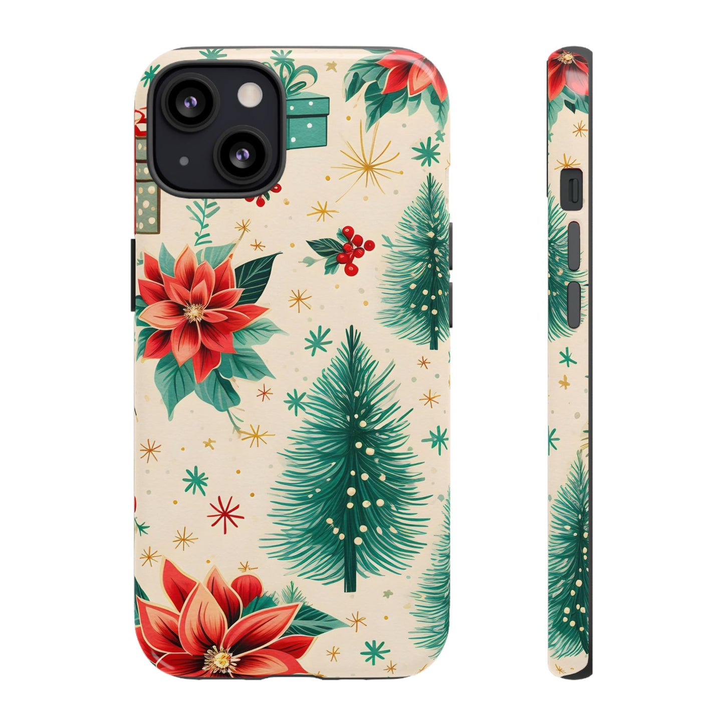 Christmas Trees and Poinsetta IPhone Case for IPhones 12 - 16