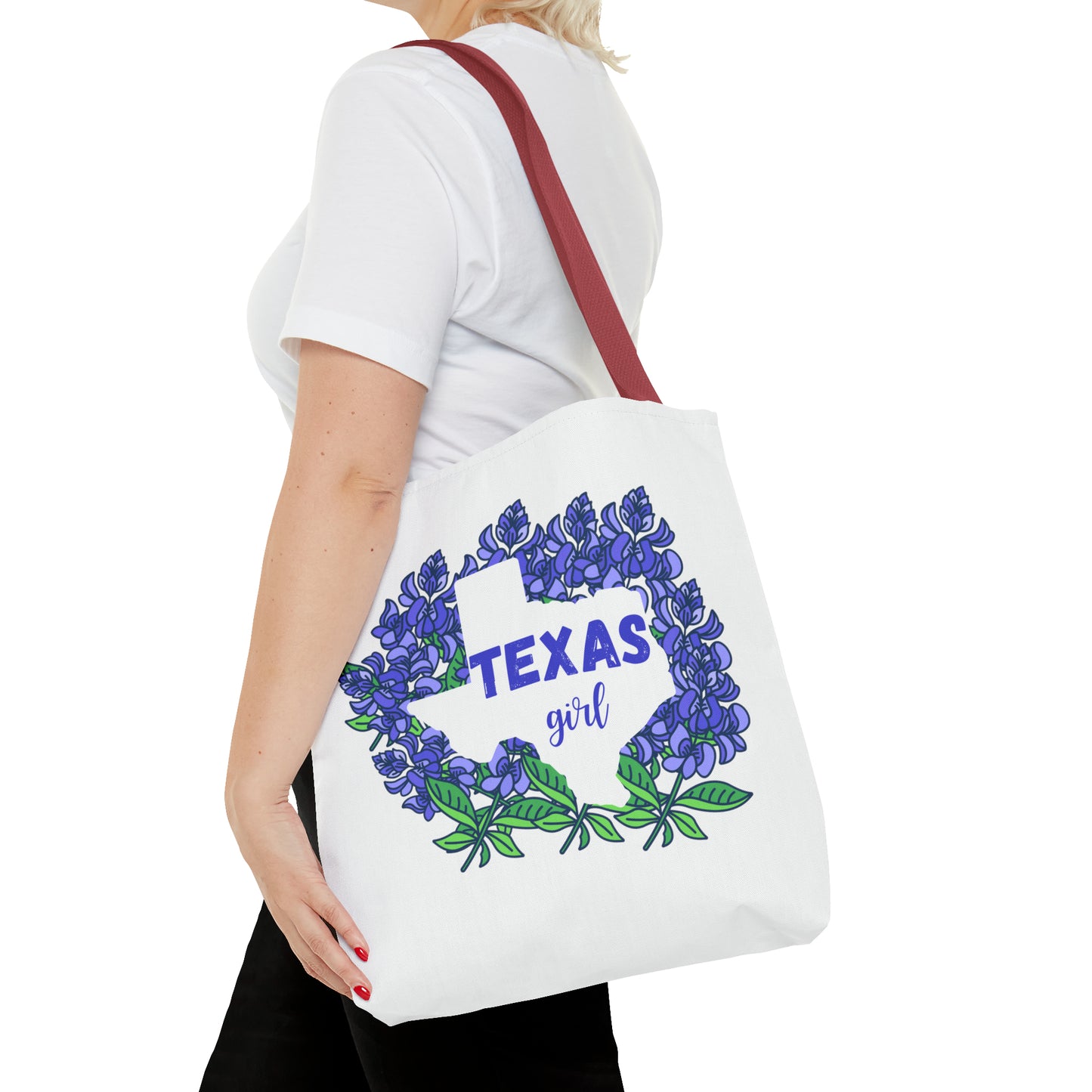 Texas Girl Bluebonnet Tote Bag, Texas Tote Bag, Book Bag, Grocery Bag, Travel Bag, Gifts For Her, Gifts For Mom, Teacher Gift, Friend Gift