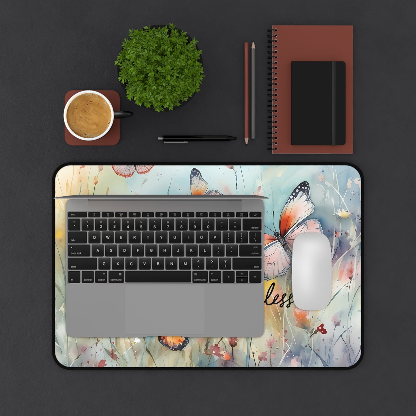 Thankful & Blessed Butterfly and Wildflower Mouse Pad