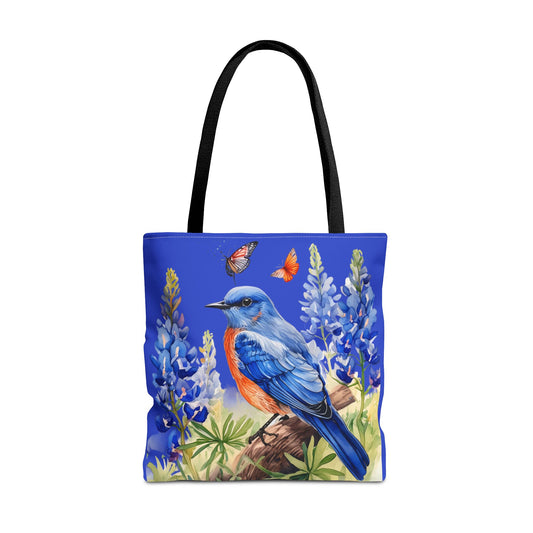 Beautiful Bluebird and Bluebonnet Background Tote Bag