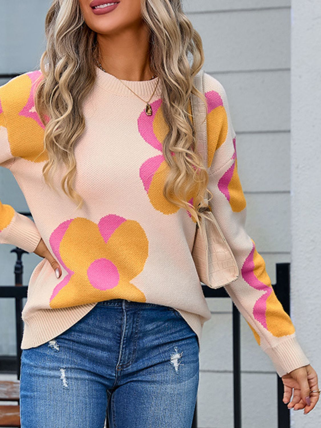 Big Blooms:  Long Sleeve Sweater