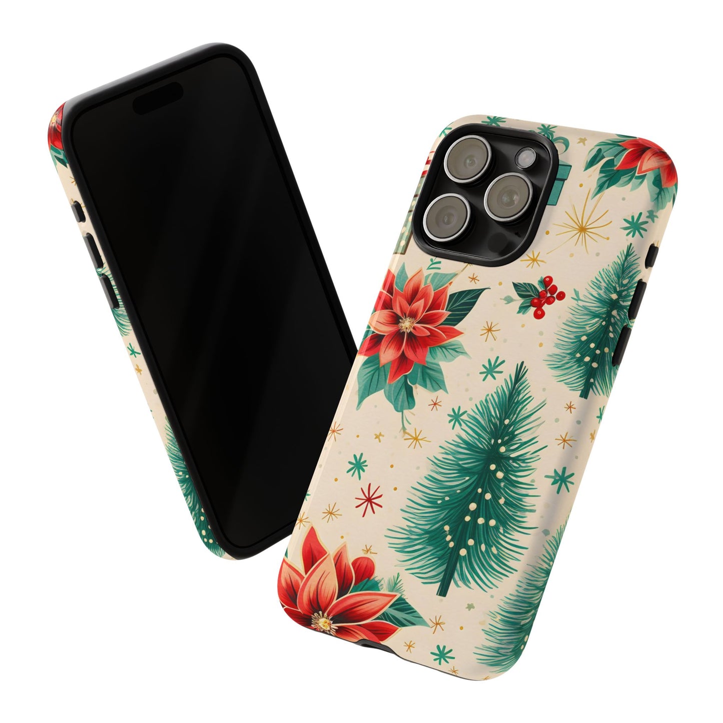 Christmas Trees and Poinsetta IPhone Case for IPhones 12 - 16