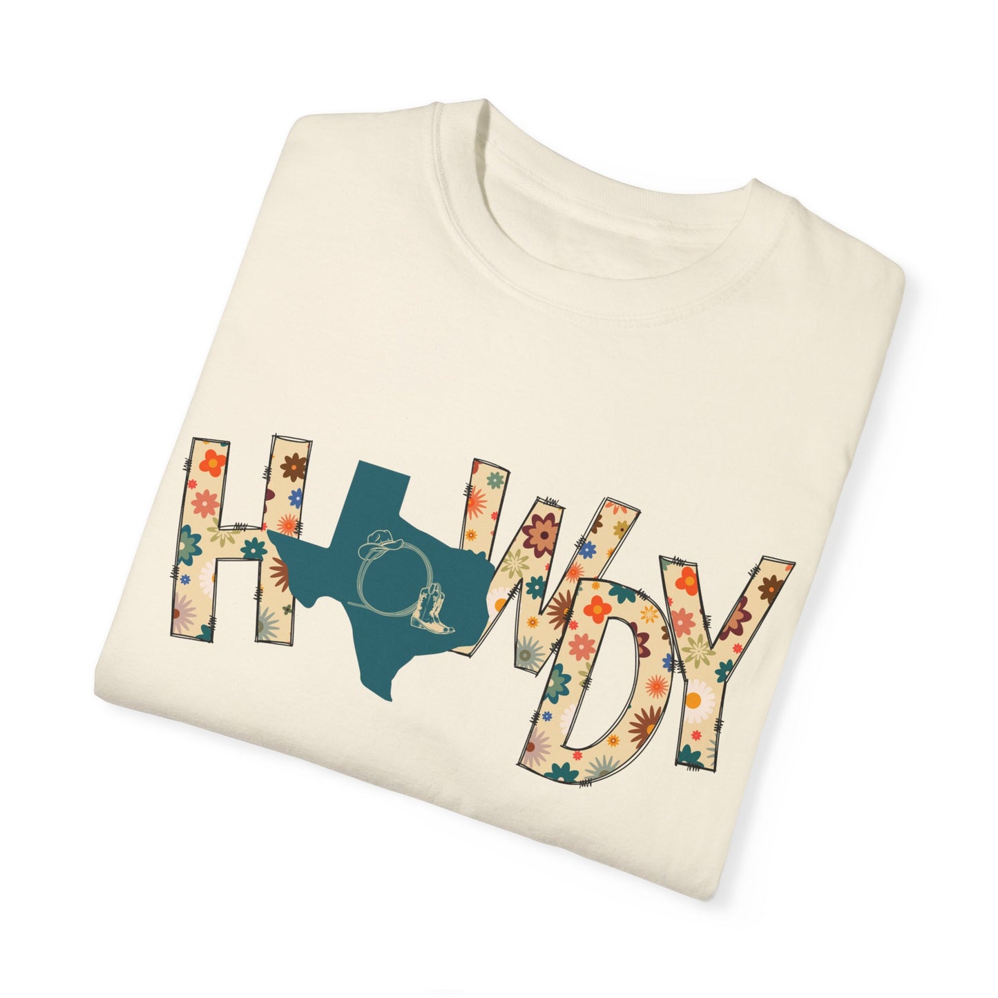 HOWDY with Floral Letters and Texas Comfort Colors T-Shirt