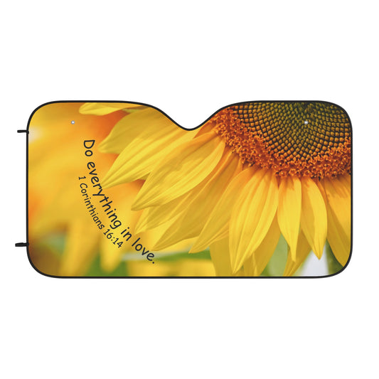 Do Everything In Love Beautiful Sunflower Car Wind Shield Sun Shade