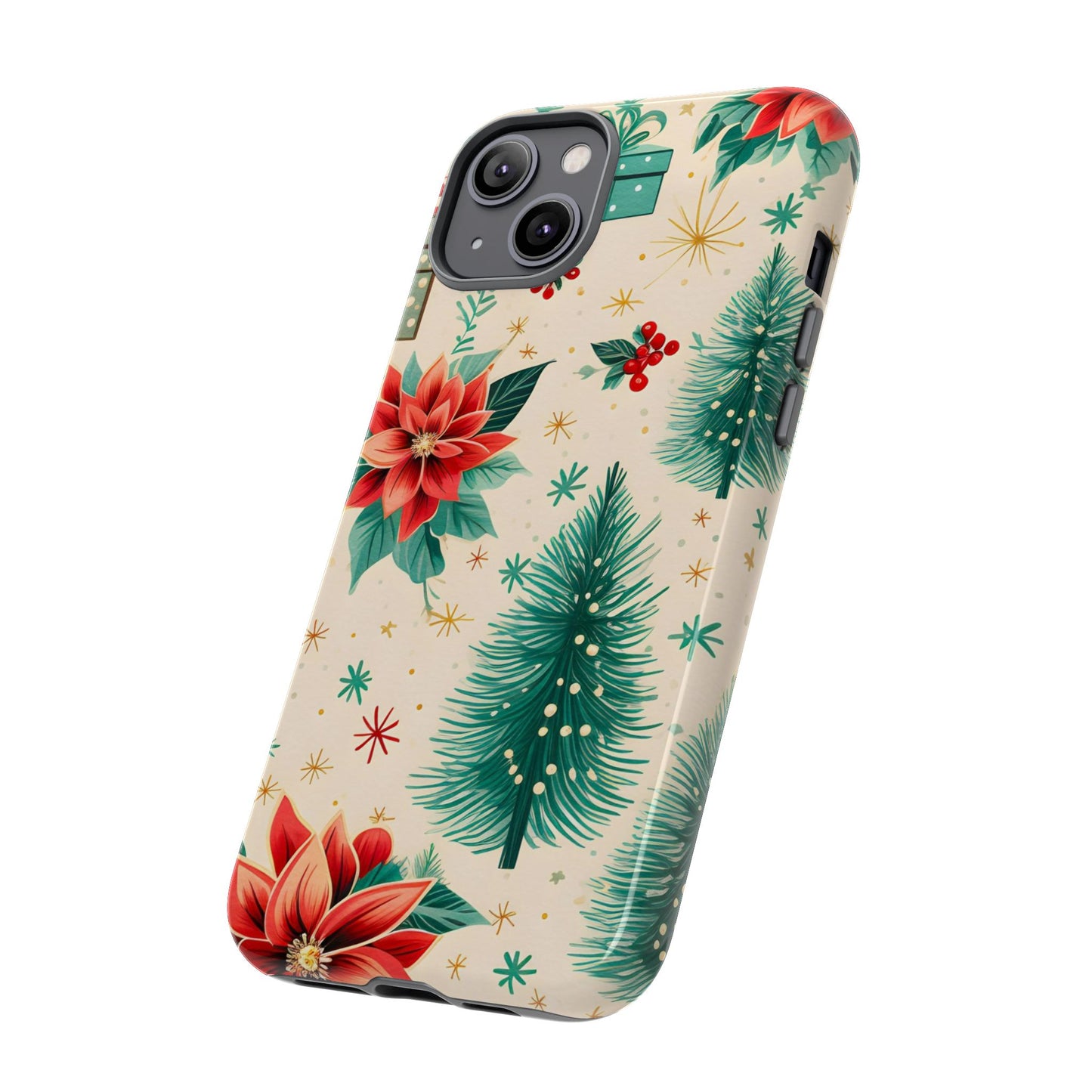 Christmas Trees and Poinsetta IPhone Case for IPhones 12 - 16