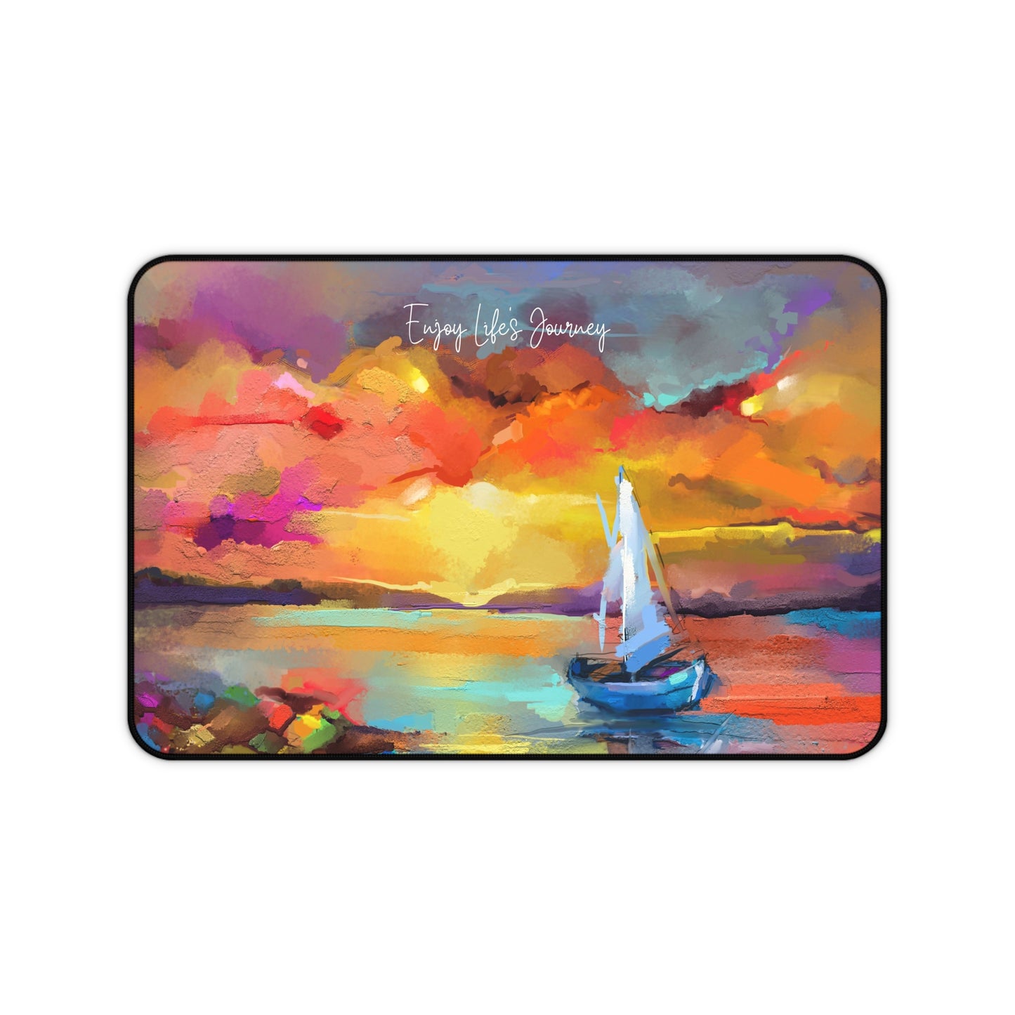 Colorful 'Enjoy Life's Journey' Desk Mat with Sailboat