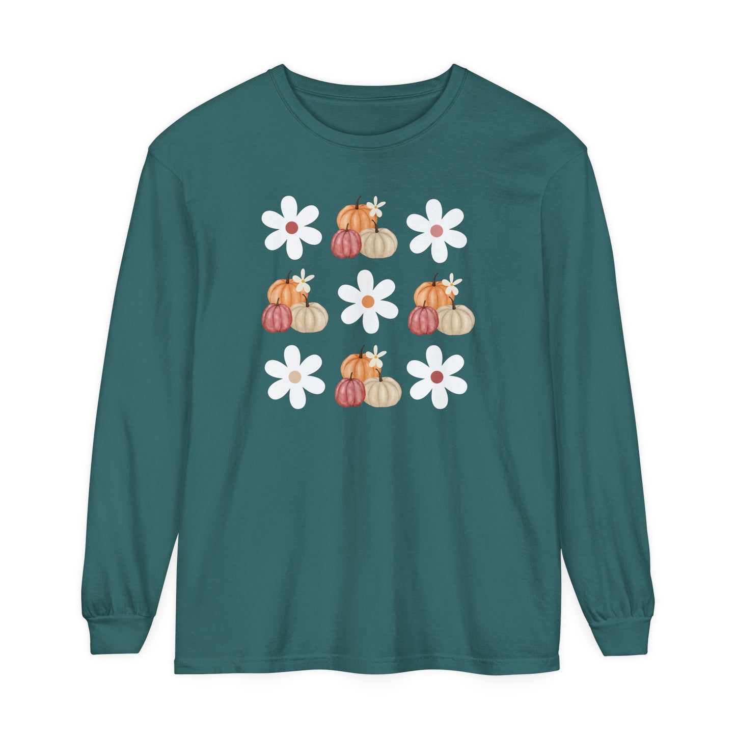 Pumpkins and Daisies Long Sleeve Comfort Colors T-Shirt