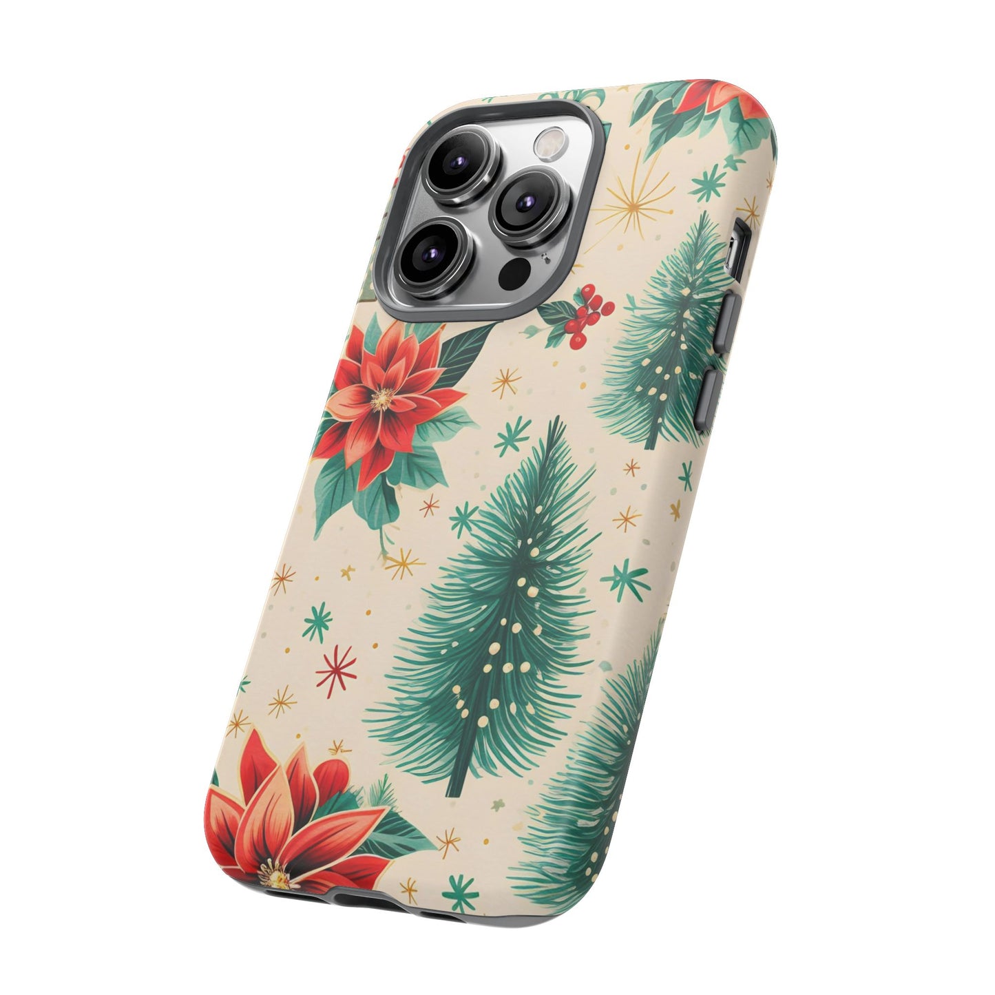 Christmas Trees and Poinsetta IPhone Case for IPhones 12 - 16