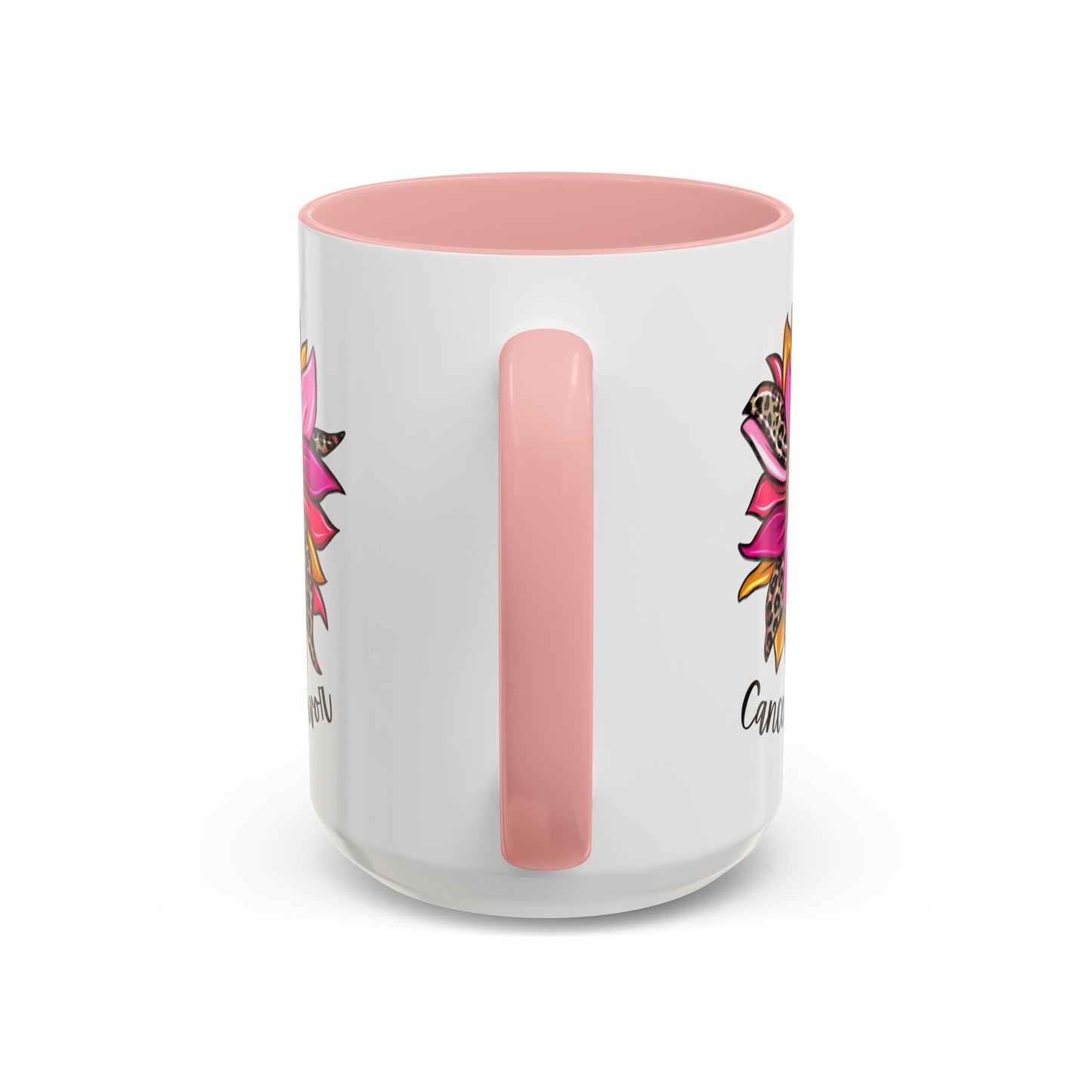 Sunflower Cancer Survivor Coffee Mug with Pink Ribbon (11, 15oz)